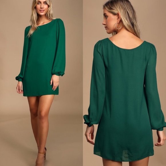 forest green shift dress